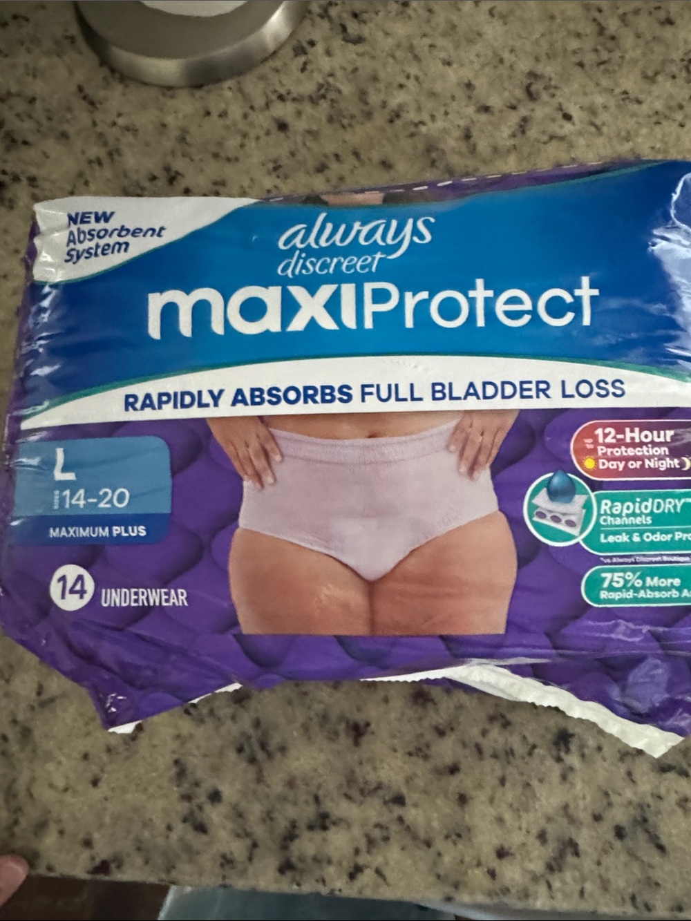 Always Discreet MaxiProtect Incontinence Underwear -  14 count size Large